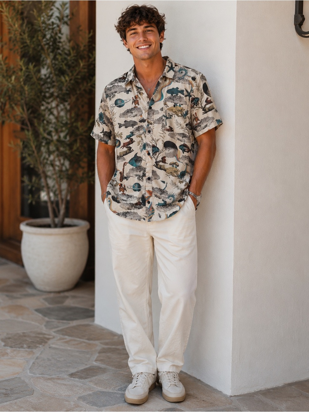 O'Neill Cream Subliminal Button Up shirt.